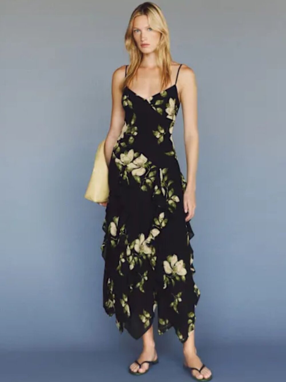 NWT Reformation Allissa Dress in Mood For Love Sleeveless Midi Ruffle Size 0